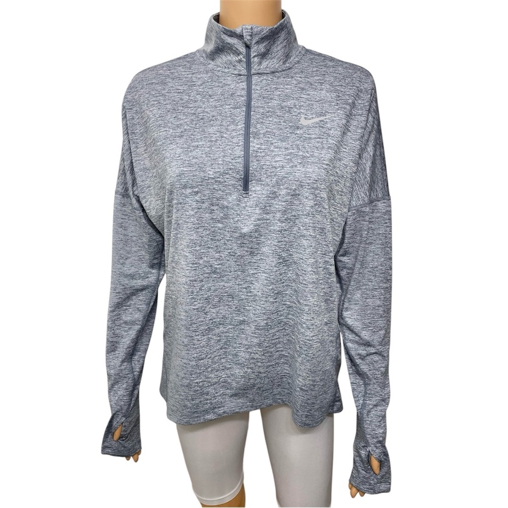 Nike Women's Dry Element Running Top Gray Heather Long Sleeve Size M - Picture 2 of 12